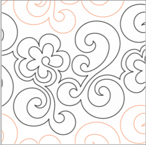 A close up of the swirly pattern on this quilt