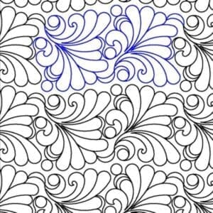 A pattern of swirling leaves in black and blue.