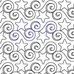 A pattern of stars and swirls on a white background.