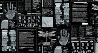 crime based fabric in black and white