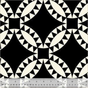 Black and white geometric pattern with a ruler for scale.