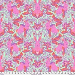 Colorful abstract pattern with pink, red, and purple hues.