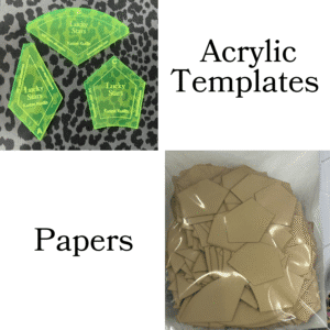 Four images showing acrylic templates and papers in different textures and forms.