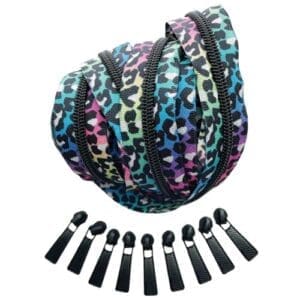 rainbow leopard zipper