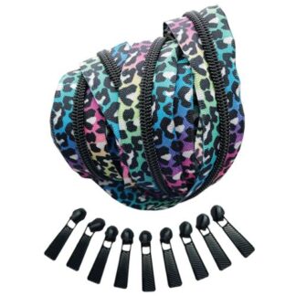 rainbow leopard zipper