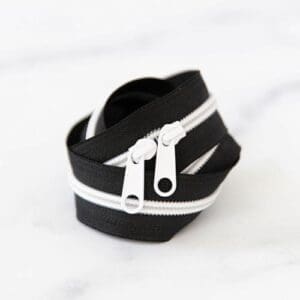 black and white zipper